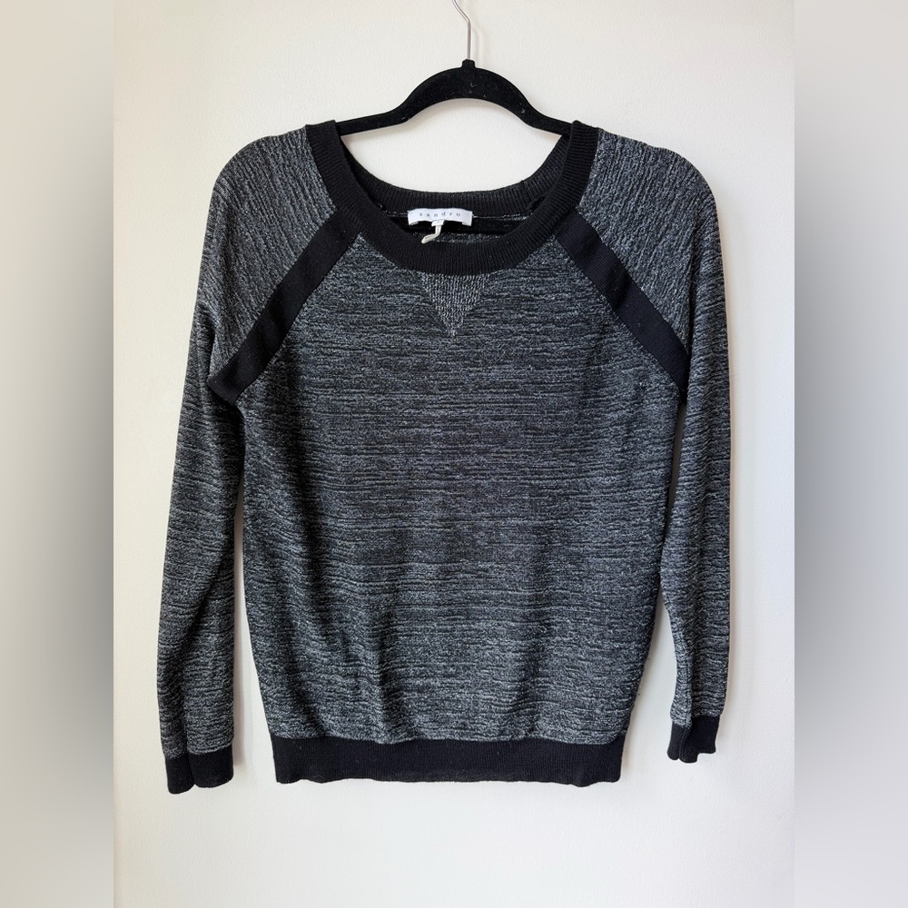 Sandro Metallic Long Sleeve Crewneck Sweater